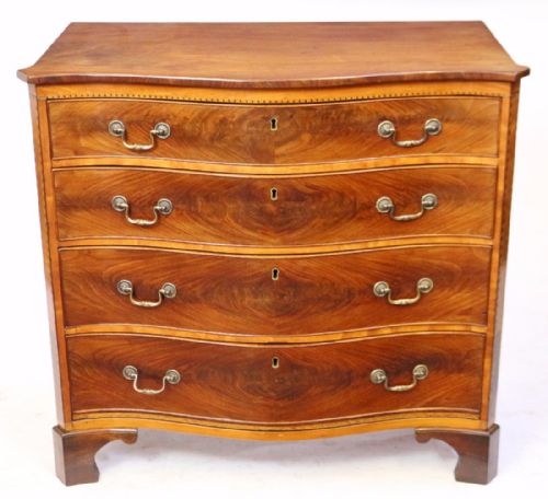 George 111 Mahogany & Satinwood 4 Drawer Serpentine Chest