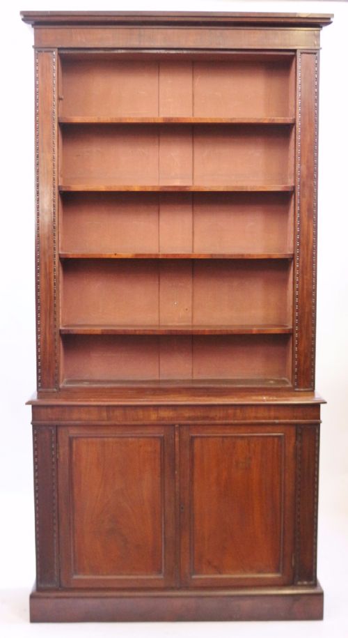William 1v Mahogany Open Bookcase on Cupboard Base