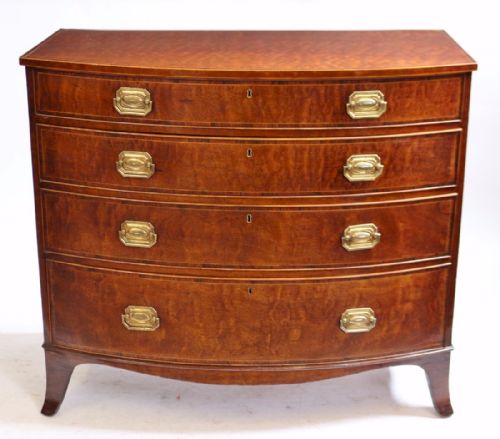 Fine Quality George 111 Figured Mahogany 4 Drawer Bow Chest
