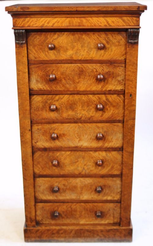 Victorian Flared Mahogany 7 Drawer Wellington Chest