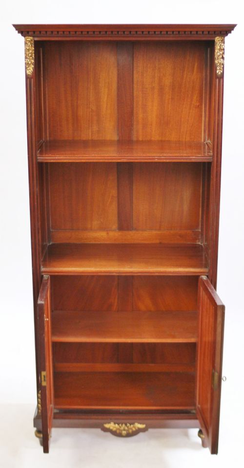 VICTORIAN MAHOGANY OPEN TOP CABINET ON CUPBOARD BASE BY CMELLIER CO - ADDITIONAL PHOTO 1