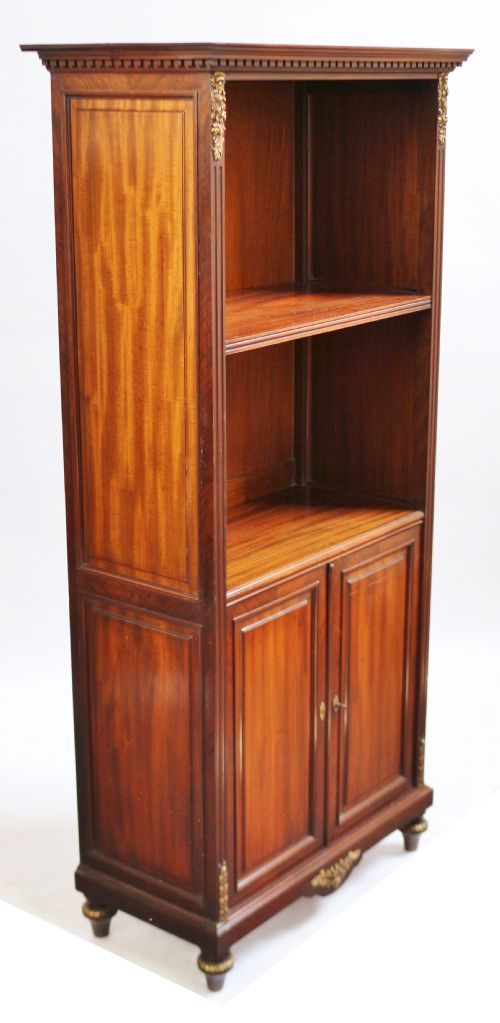 VICTORIAN MAHOGANY OPEN TOP CABINET ON CUPBOARD BASE BY CMELLIER CO - ADDITIONAL PHOTO 2
