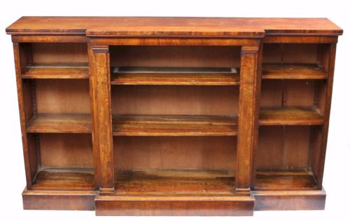 George 1v Mahogany Breakfront Dwarf Open Bookcase.