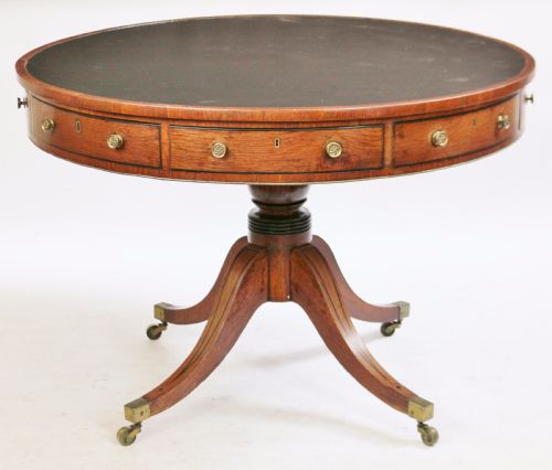 Regency Partridge Wood 8 Drawer Pedestal Drum Table