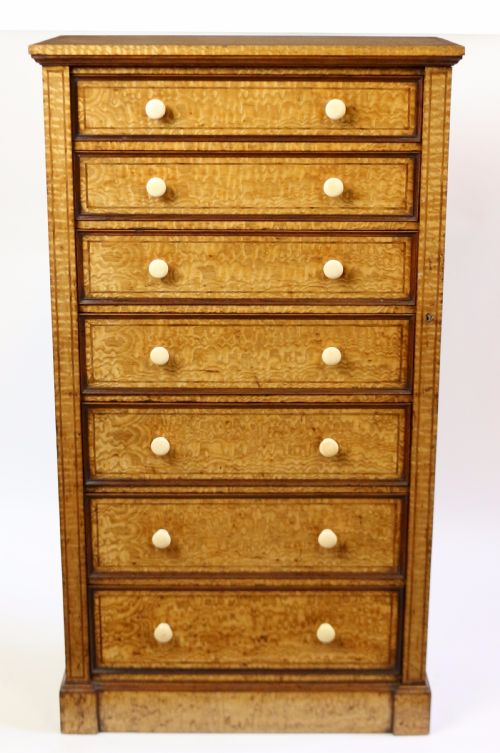 Fine Quality Early Victorian Hungarian Ash 7 Drawer Wellington Chest