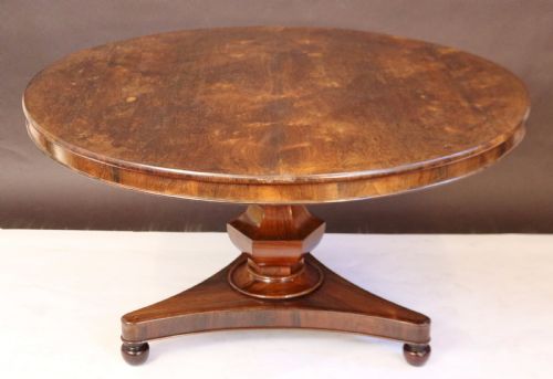 William 1v Rosewood Round Tilt Top Pedestal Centre Table.