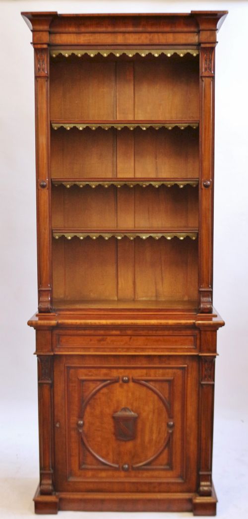 Fine Quality Victorian Mahogany Open Top Cupboard Base Bookcase.
