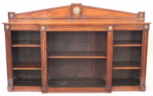 Early 19c Breakfront Open Dwarf Bookcase.