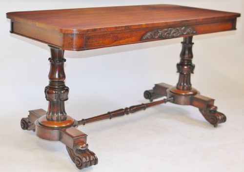 WILLIAM 1V ROSEWOOD END SUPPORT 2 DRAWER CENTRE TABLE - ADDITIONAL PHOTO 1