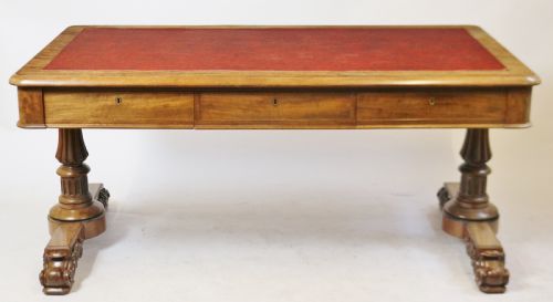 George 1v Mahogany 6 Drawer End Support Partners Writing Table in the Manner of Gillows