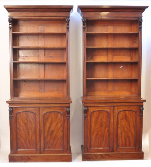 Victorian Mahogany Pair of Open Top Bookcases