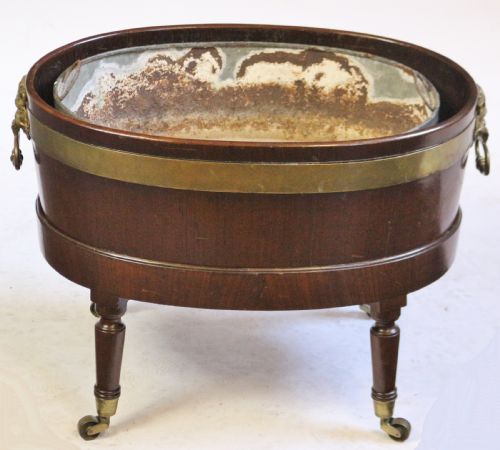 George 111 Mahogany Oval Wine Cooler on Turned Leg Stand
