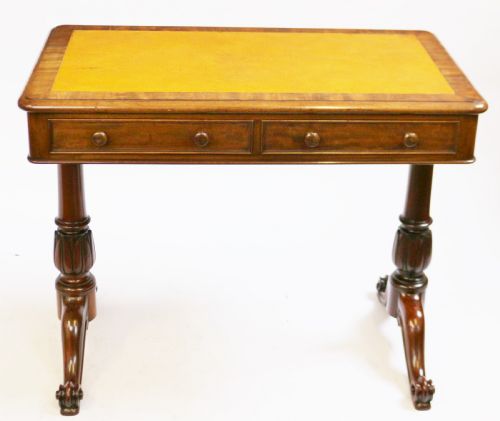 William 1v Mahogany 2 Drawer End Support Writing Table