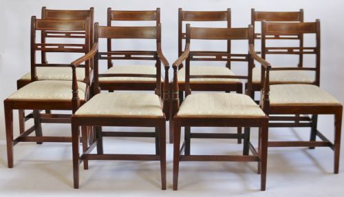 George 111 Mahogany Set of 6 & 2 Dining Chairs on Square Tapered Legs