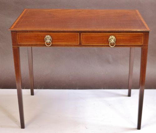 George 111 Mahogany Inlaid 2 Drawer Side Table