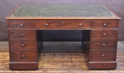 Early Victorian Mahogany 3 Part Partners Desk