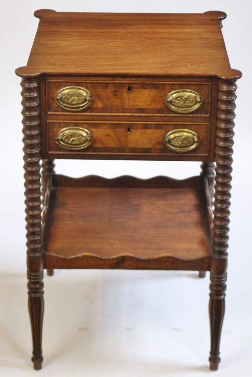 George 1v Mahogany 2 Drawer 2 Tier Lamp Table