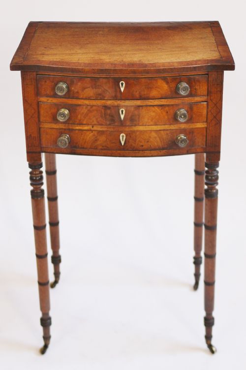 George 1v Mahogany 2 Drawer Bowfront Table