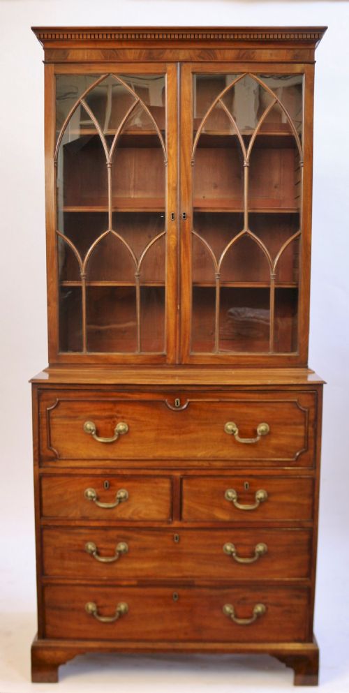 George 111 Mahogany Secretaire Chest Base Bookcase