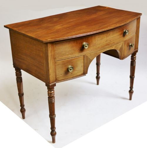 REGENCY MAHOGANY 3 DRAWER BOWFRONT KNEEHOLE SIDE TABLE - ADDITIONAL PHOTO 1