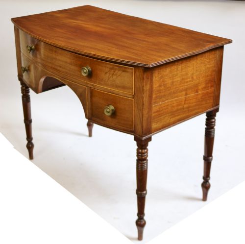 REGENCY MAHOGANY 3 DRAWER BOWFRONT KNEEHOLE SIDE TABLE - ADDITIONAL PHOTO 3