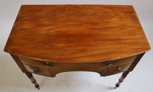 REGENCY MAHOGANY 3 DRAWER BOWFRONT KNEEHOLE SIDE TABLE - ADDITIONAL PHOTO 5
