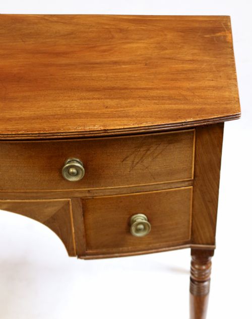 REGENCY MAHOGANY 3 DRAWER BOWFRONT KNEEHOLE SIDE TABLE - ADDITIONAL PHOTO 6