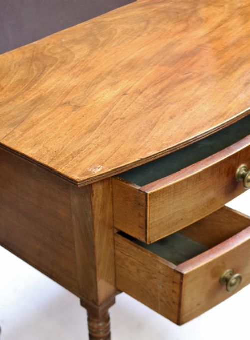 REGENCY MAHOGANY 3 DRAWER BOWFRONT KNEEHOLE SIDE TABLE - ADDITIONAL PHOTO 7