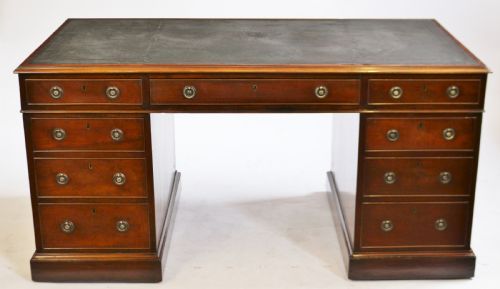 George 111 Mahogany 3 Part 9 Drawer Pedestal Kneehole Desk