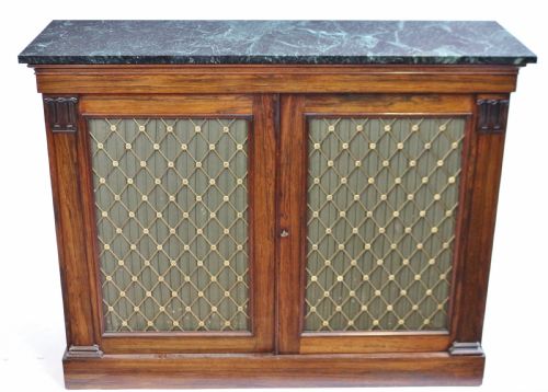 George 1v Rosewood Marble Top 2 Door Side Cabinet Stamped James Winter