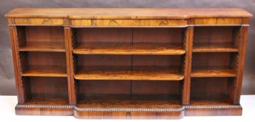 Regency Rosewood Dwarf Breakfront Open Bookcase