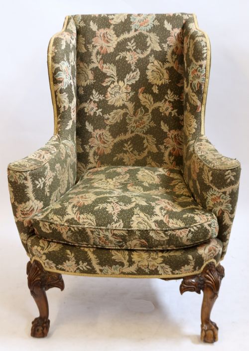 C1920 'Queen Anne' Style Walnut Wing Chair on Cabriole Legs