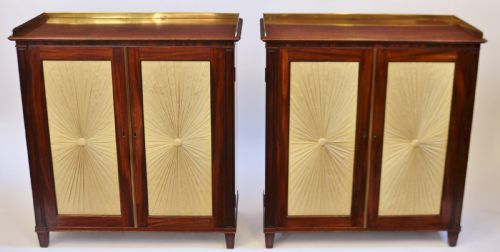 Fine Pair of Regency Mahogany 2 Door Side Cabinets