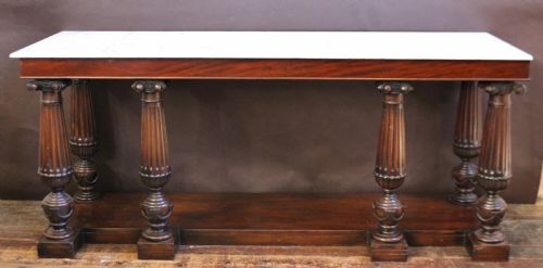 Late 19c Mahogany Marble Top Console / Serving Table