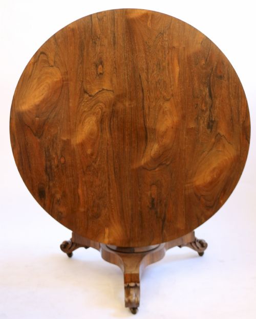 William 1v Figured Rosewood Tilt Top Circular Centre Table