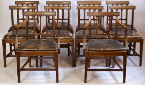 George 111 Mahogany Fine Set of 10 Dining Chairs Including Pair of Armchairs