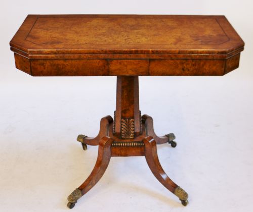 Fine Regency Pollard Oak Pedestal Card Table