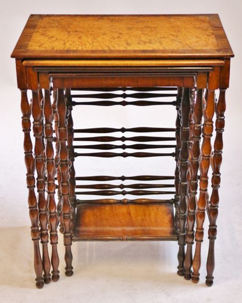 A Fine Regency Nest of Four Tables with Specimen Veneered Tops Attributable to Gillows of Lancaster