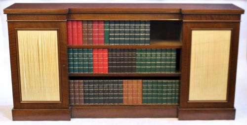 George 1v Feathered Mahogany Dwarf Open Bookcase with Side Cupboards