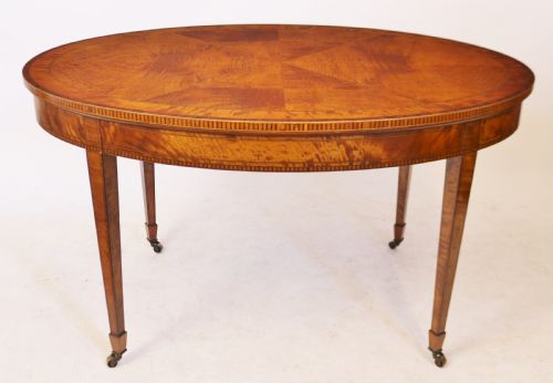 Edwardian Satinwood Inlaid Oval Centre Table