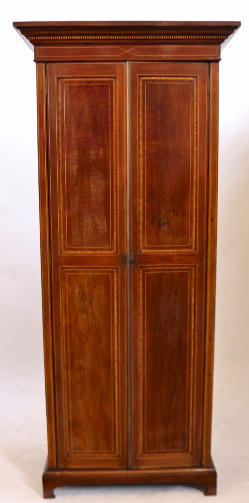 Edwardian Inlaid Mahogany Slim 2 Door Wardrobe