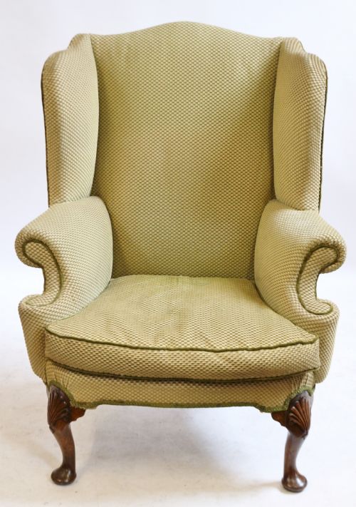 C1920 'Queen Anne' Style Walnut Wing Armchair