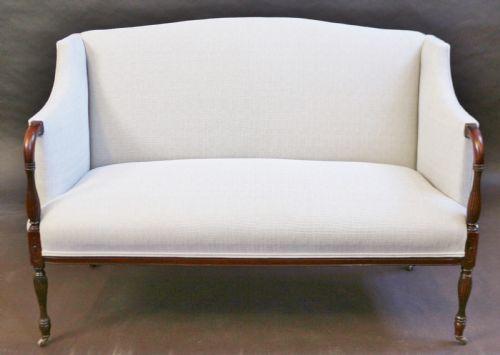 Late 19c Mahogany Framed 2 Seater Sofa in the Hepplewhite Style