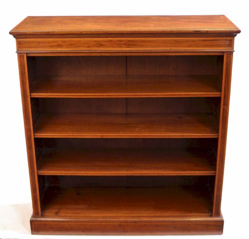 Edwardian Mahogany Inlaid Open Bookcase by Edwards & Roberts