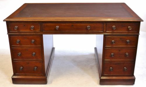 Early Victorian Mahogany 3 Part Partners Desk