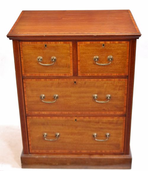 Edwardian Good Quality Mahogany Small 4 Drawer Chest by Shoolbred