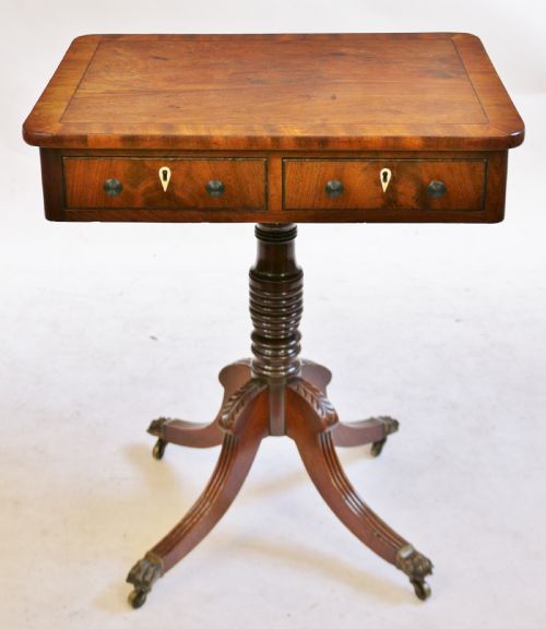Regency Mahogany 2 Drawer Freestanding Pedestal Table