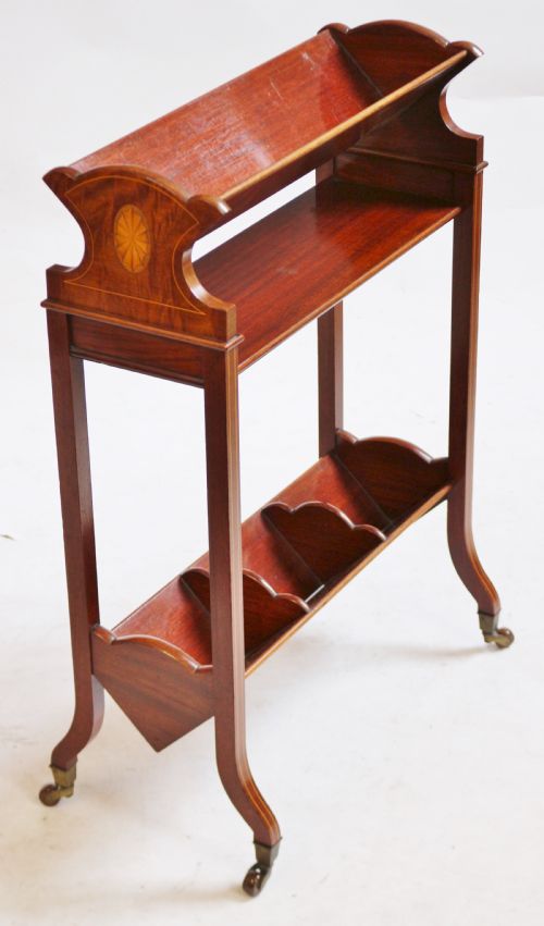 Edwardian Inlaid Mahogany Book Trough