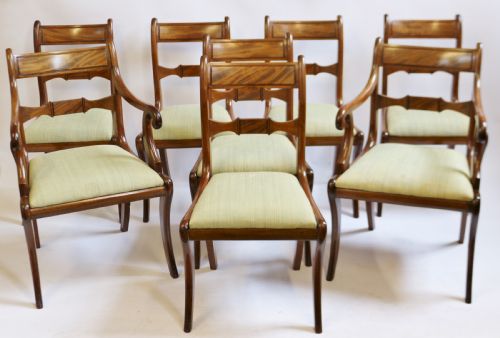 Regency  Mahogany Set of 6 & 2 Dining Chairs on Sabre Legs