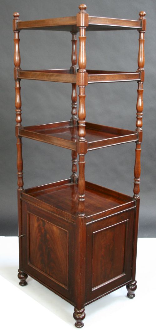 George IV Mahogany 4 Tier Whatnot with Cupboard Base
